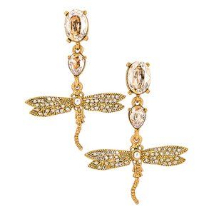 Oscar de la Renta Gold dragonfly drop earrings NEW